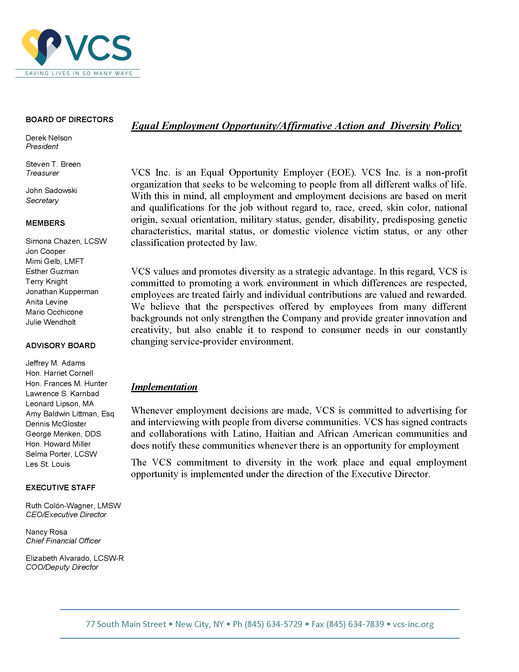 Affirmative Action EEO Policy